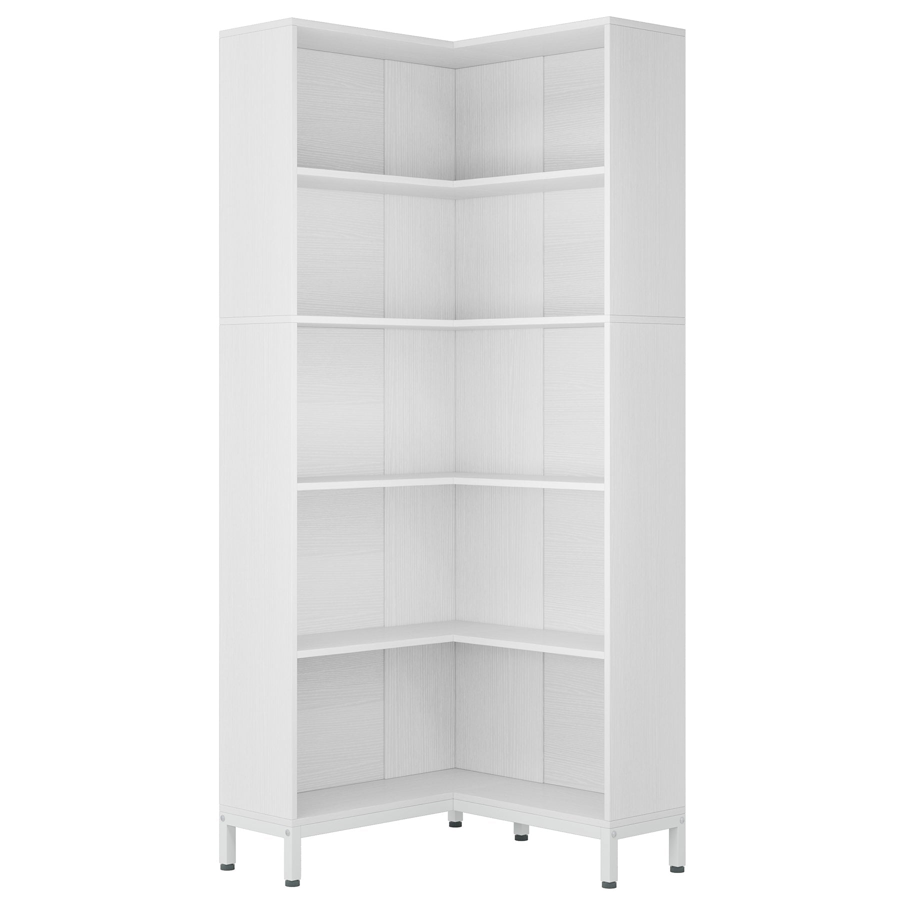 6-Tier Corner Bookcase, 71 inch L-Shaped Etagere Bookshelf