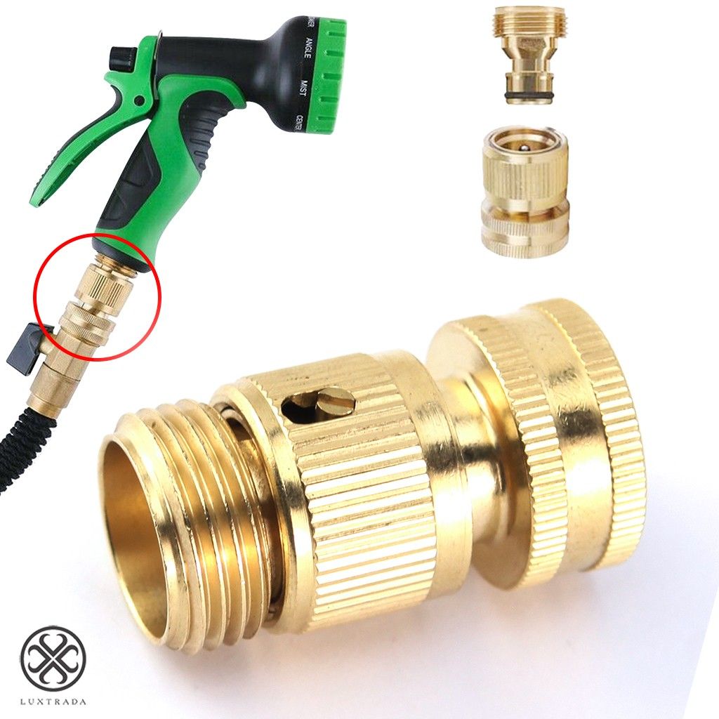 Luxtrada 4PCS 3/4' Garden Hose Quick Connect Water Hose Fit Brass Female Male Connector Set