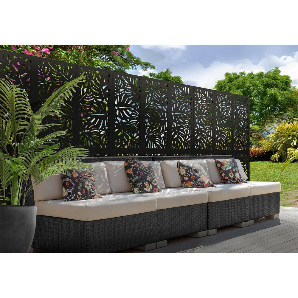 DESIGN VU Tropics 4 ft. x 2 ft. Charcoal Recycled Polymer Decorative Screen Panel Wall Decor and Privacy Panel DVU2406C