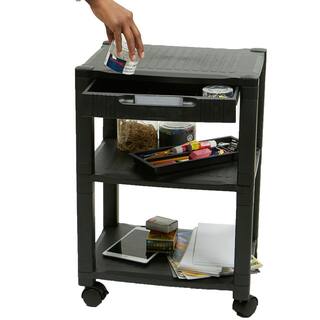 Mind Reader Classify 3- Shelf Mobile Printer Cart in Black PRCART-BLK