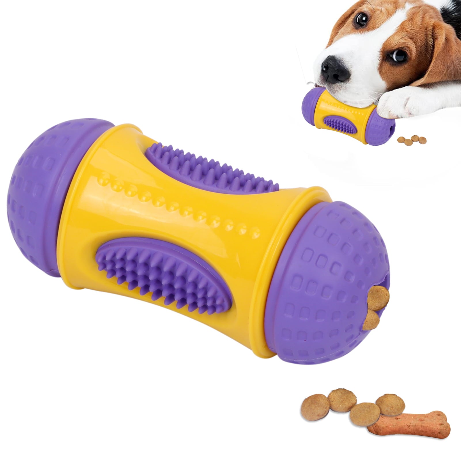 Toplive Dog Chew Toys for Aggressive Chewers， Puppy Teething Chew Toy Tough Dog Toys With Natural Rubber for Small Medium Large Breeds， Teeth Cleaning and Gum Massage for Small Medium Large Dog Purple