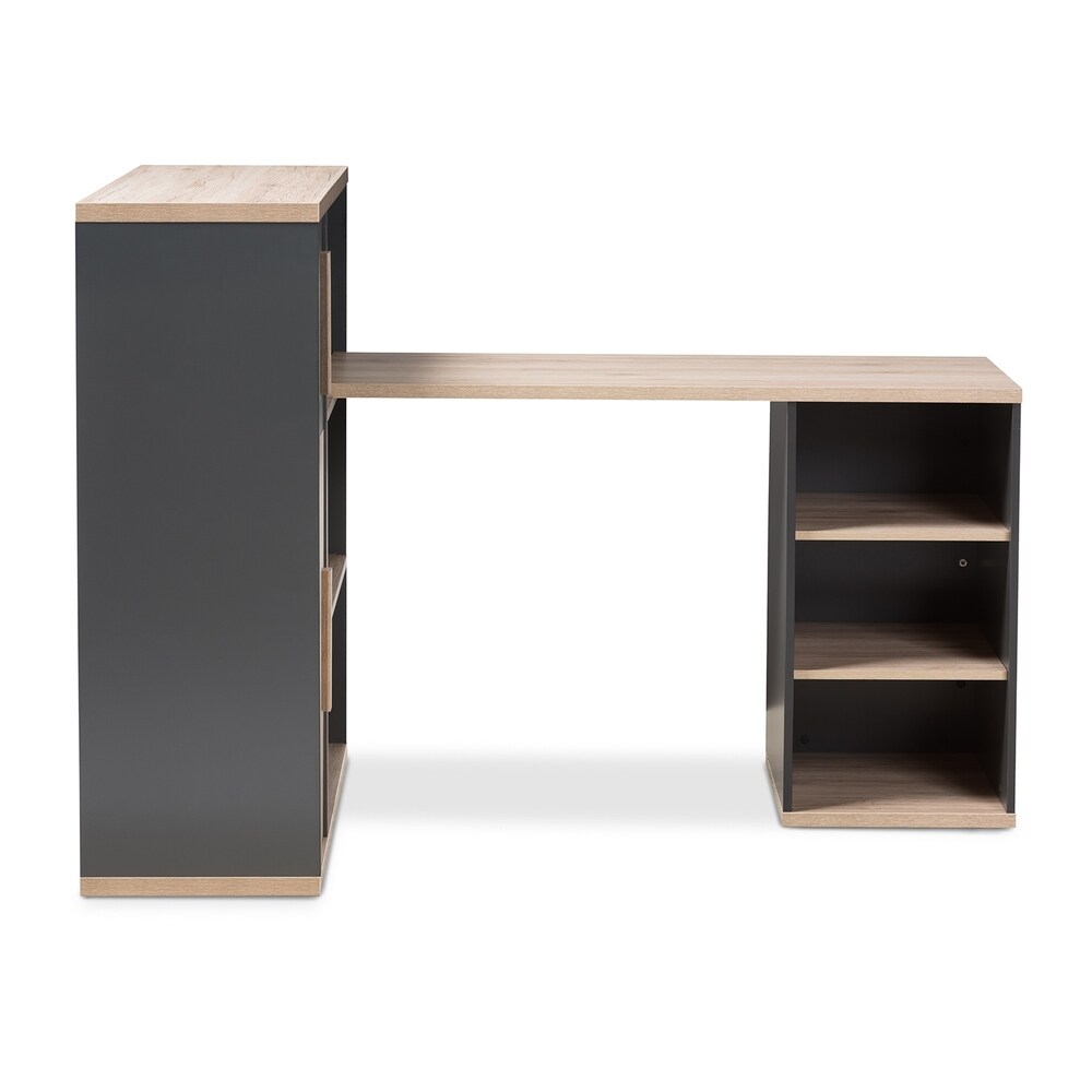 Contemporary Dark Grey/ Light Brown Study Desk by Baxton Studio