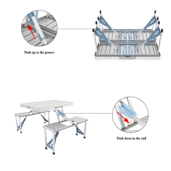 One Piece Folding Table and Chair Aluminum Alloy