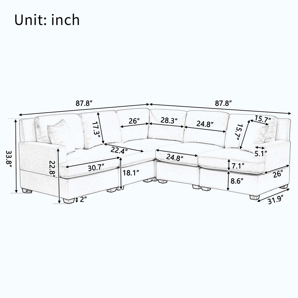 Sectional Modular Sofa with 2 Tossing cushions