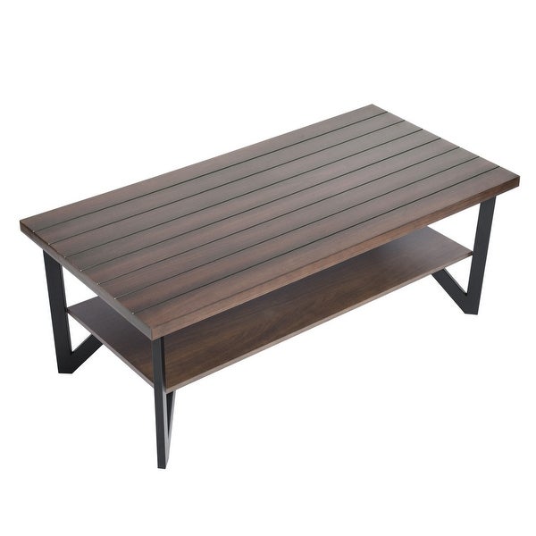 Homylin Rectangular Vintage Wooden Top Coffee Table