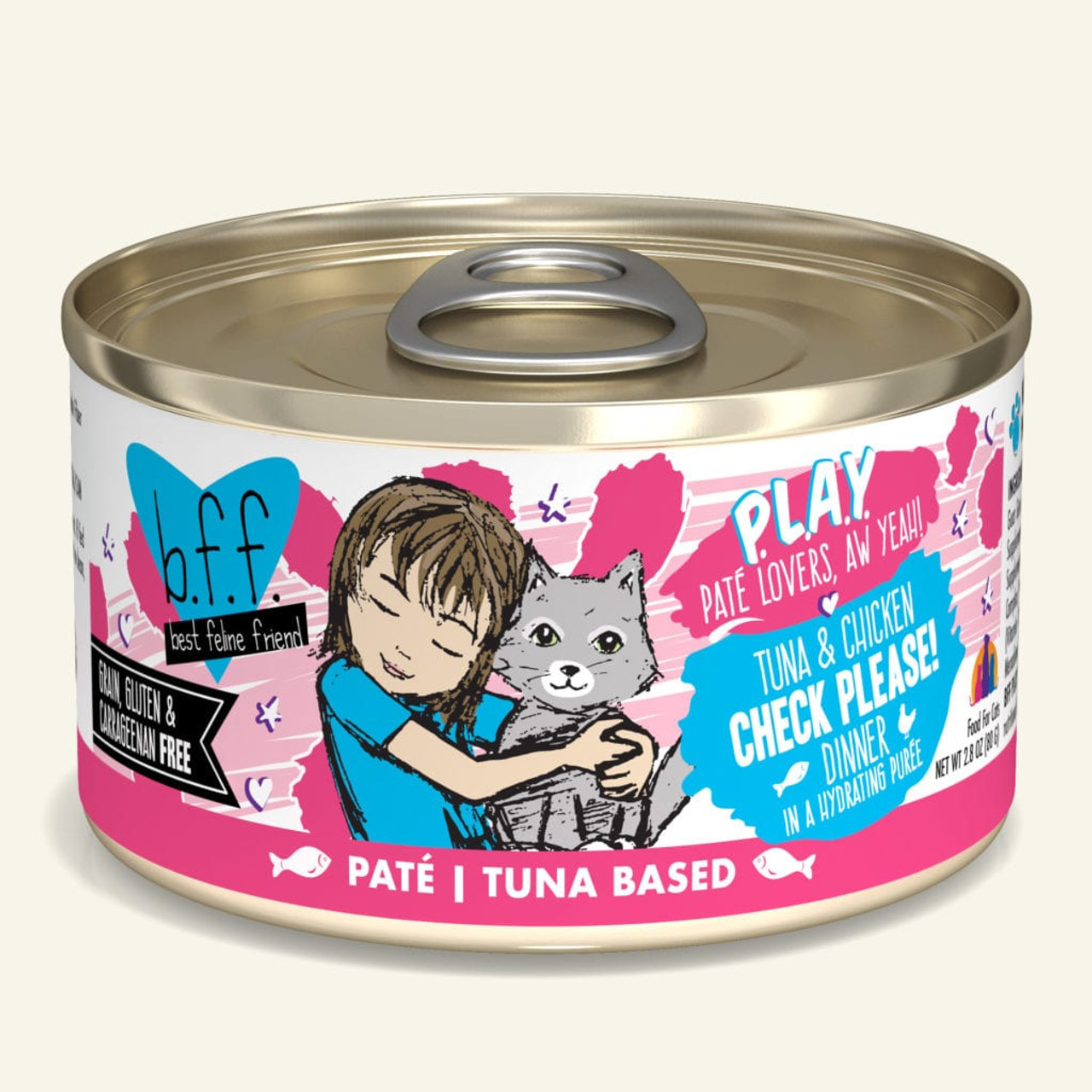 Weruva BFF Play Check Please Tuna and Chicken Canned Cat Food， 2.8 Oz.