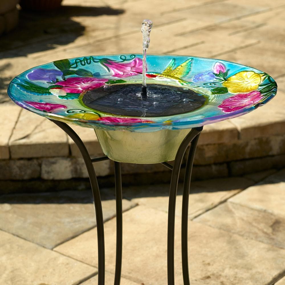 Smart Solar Hummingbird Glass Solar Birdbath 20224R01