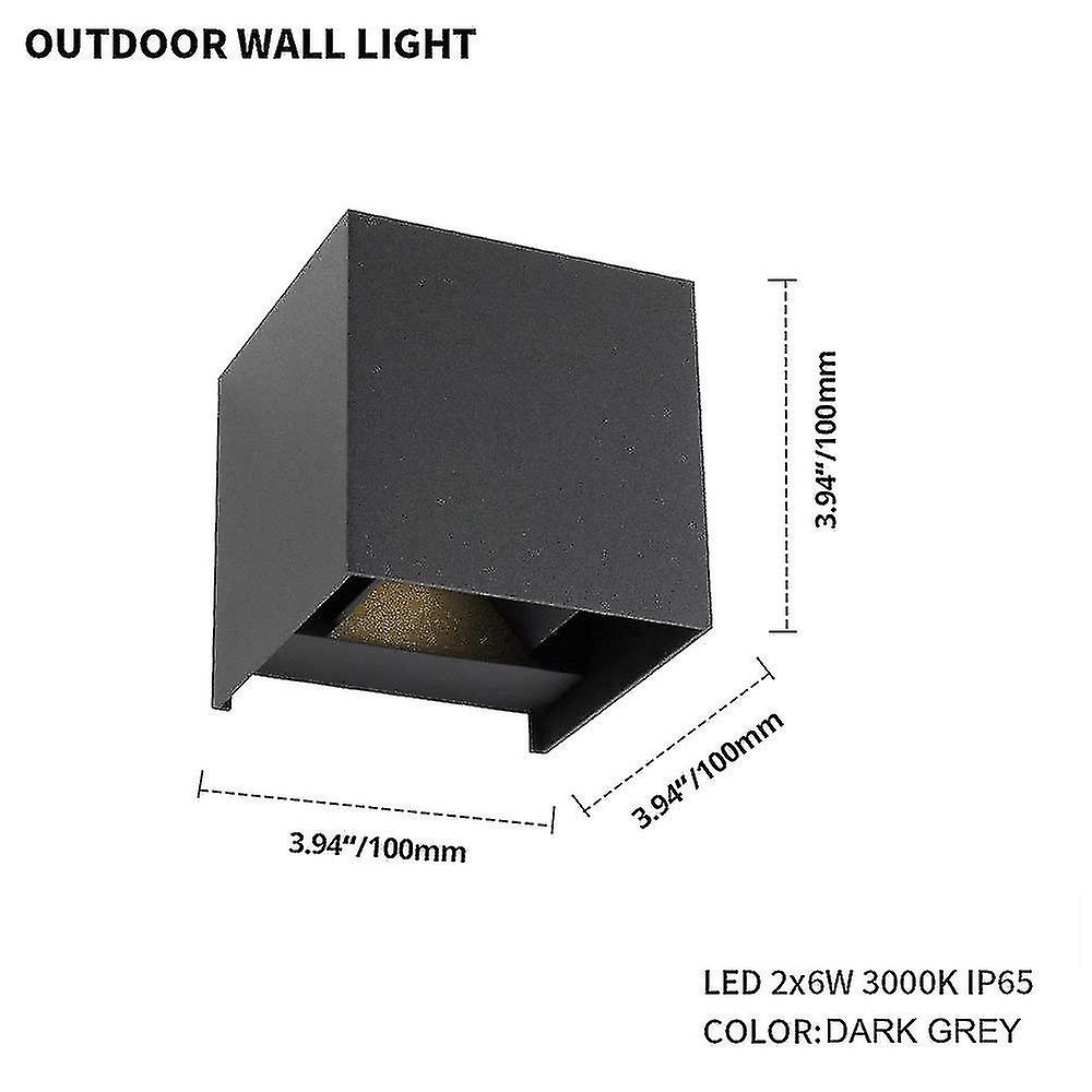 Led Wall Lamp 12w， Up And Down Modern Wall Lights， Outdoor Indoor Garden Wall Sconces，square Design，