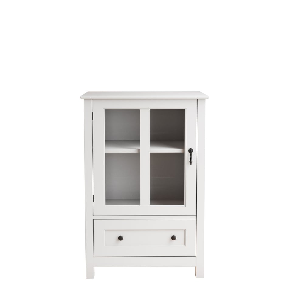 Buffet Storage Cabinet with Single Glass Doors and Unique Bell Handle   N/A