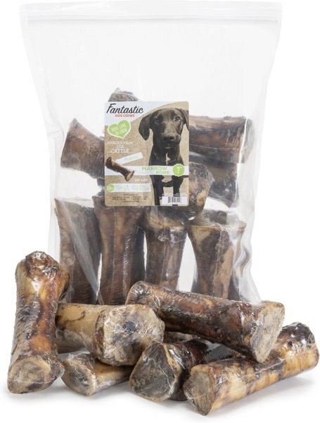 Fantastic Dog Chews Beef Marrow Bones Grain-Free Dog Treats， 10 count