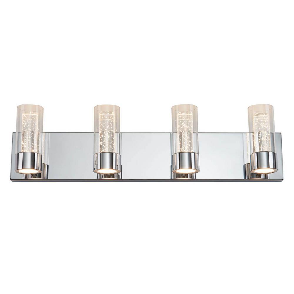 Artika Essence 27 in. 4-Light Integrated LED Chrome Modern Vanity Light Bar Wall Fixture for Bathroom Mirror with Bubble Finish VAN4RA-HD2CR