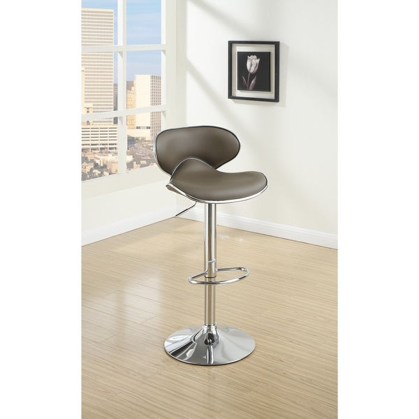 Adjustable Espresso Faux Leather Bar Stools， Set of 2