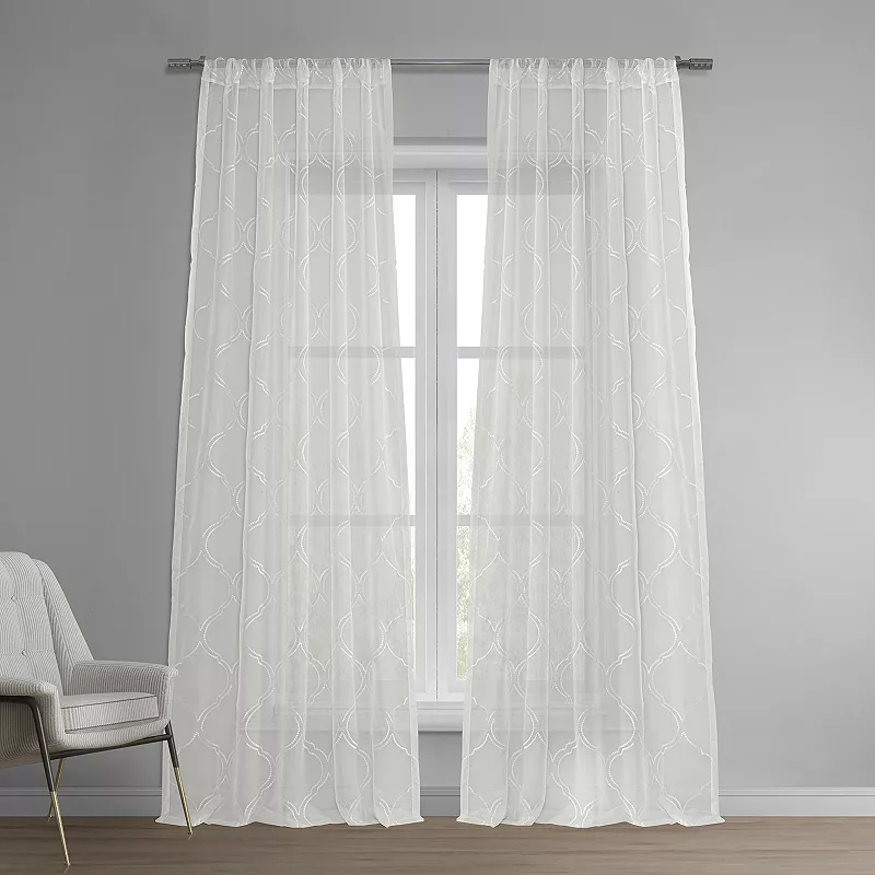 EFF 1-Panel Florentina Embroidered Sheer Window Curtain