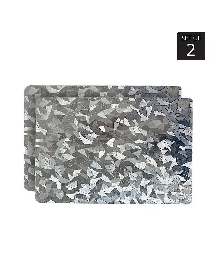 Dainty Home Reversible Shimmering Metallic Leaf Dining Table Indoor Outdoor Placemats -Set of 2