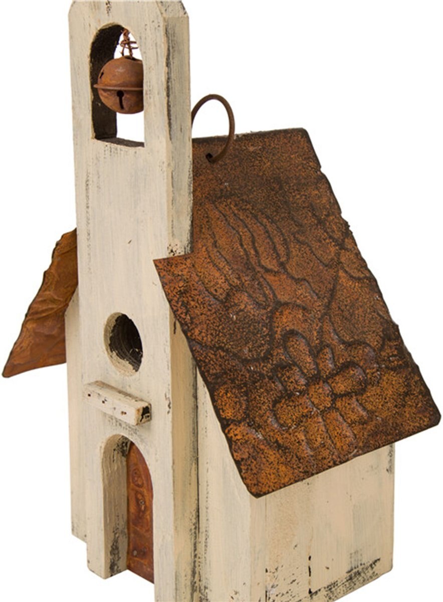 Glitzhome Distressed Wooden Bird House， 15.63-in