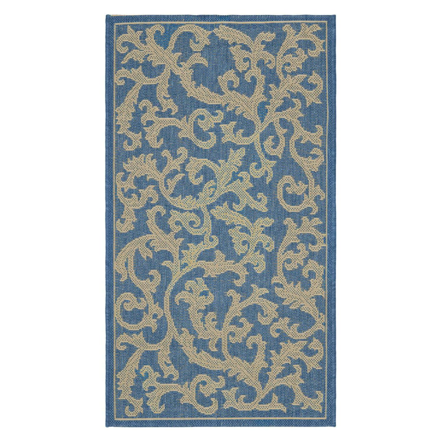 SAFAVIEH Courtyard Kevin Floral Indoor/Outdoor Area Rug Natural/Brown， 710 x 710 Square