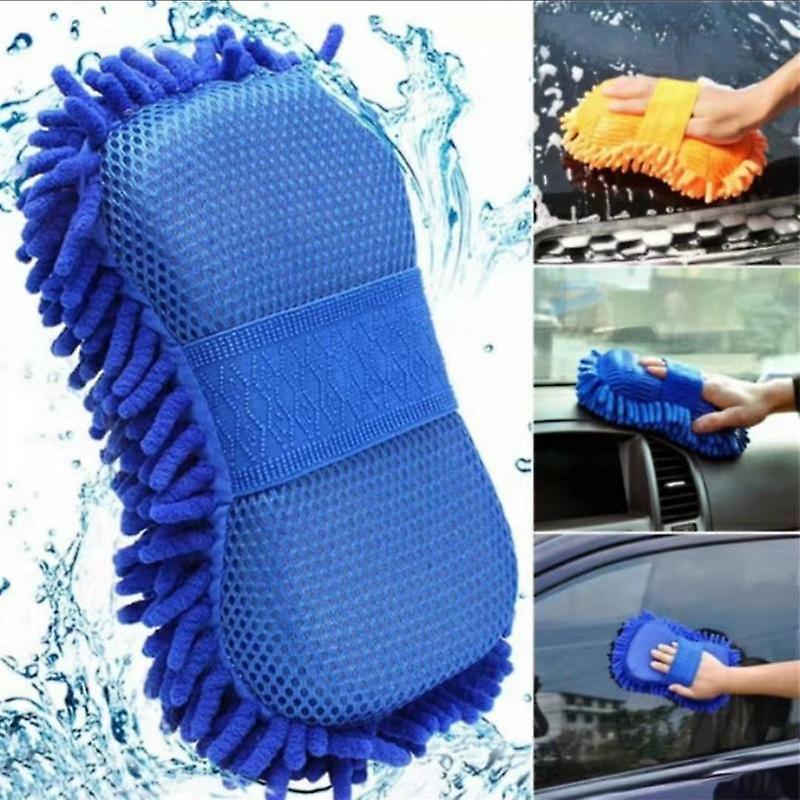 Car Wash Gloves， 2 In1  Car Wash Gloves， Super Soft And Fine Fiber Car Wash Glove Sponge， Large Size Cleaning Tool Chenille Coral Sponge Car Cleaning