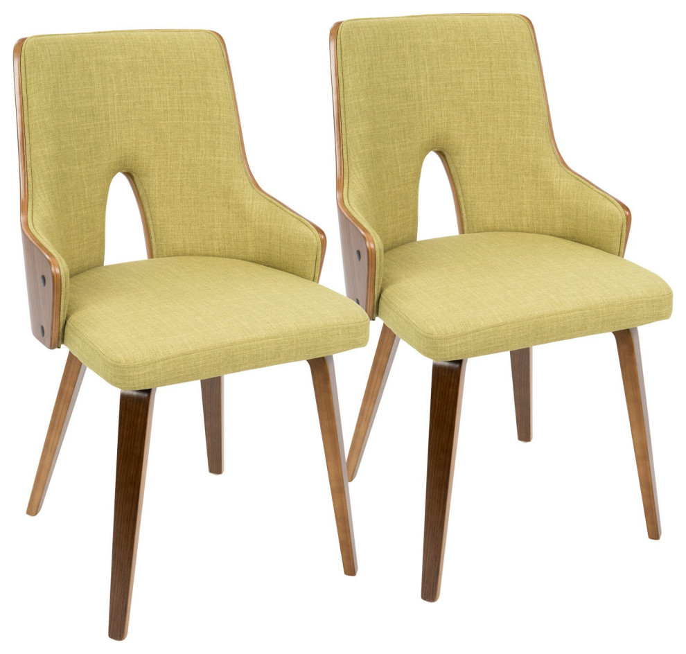 Set of 2 Retro Modern Dining Chair  Bentwood Frame With Cushioned Seat  Green   Midcentury   Dining Chairs   by Decor Love  Houzz