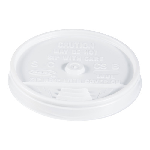 Dart Plastic Lids， Fits 12 oz to 24 oz Hot/Cold Foam Cups， Sip-Thru Lid， White， 100/Pack， 10 Packs/Carton (16UL)