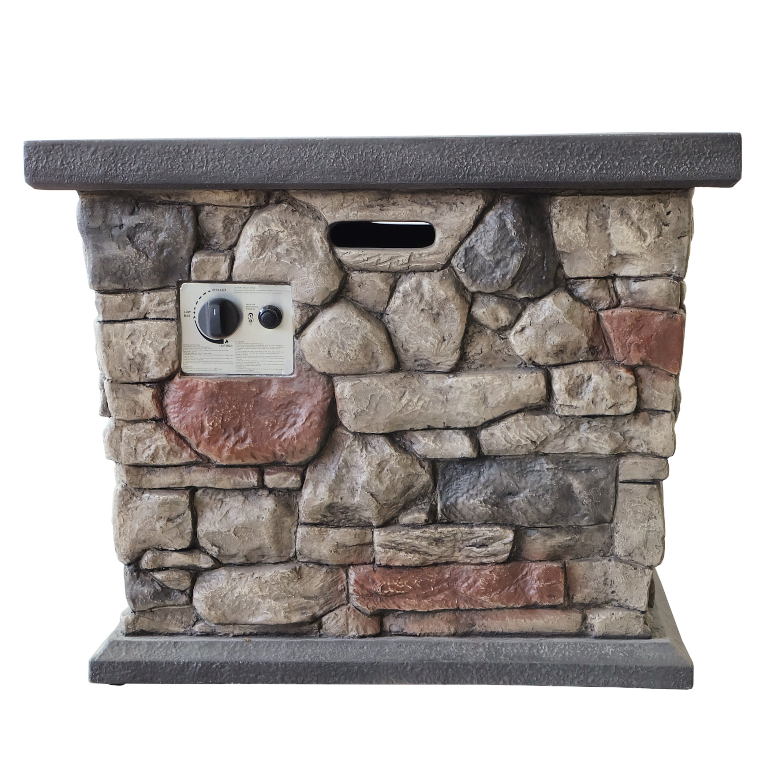 Alyna Outdoor Stone Finished Square Fire Pit - 40000 BTU