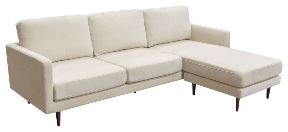 Kelsey Reversible Chaise Sectional  Cream Fabric   Midcentury   Sectional Sofas   by Kolibri Decor  Houzz