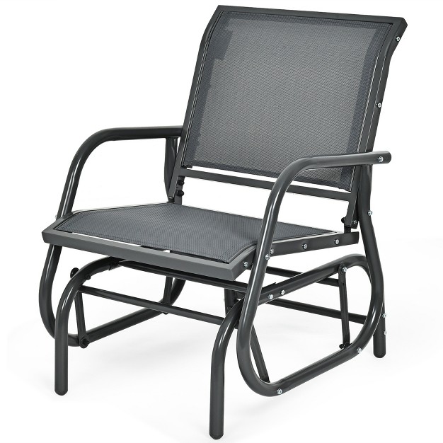 Costway 2pcs Patio Swing Glider Chair Single Rocking Chair Yard Outdoor Grey