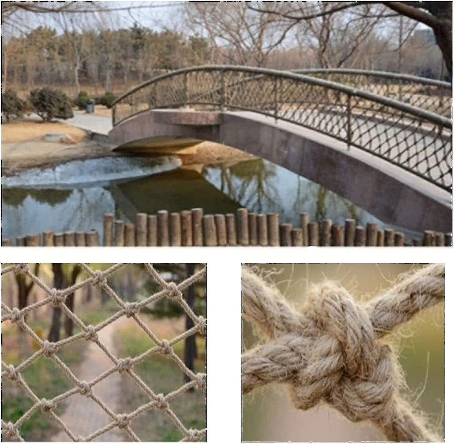 Plant Fence Hemp Rope Netting Rope Net For Treehouse， Balcony Railing Protection Net1*2m Light