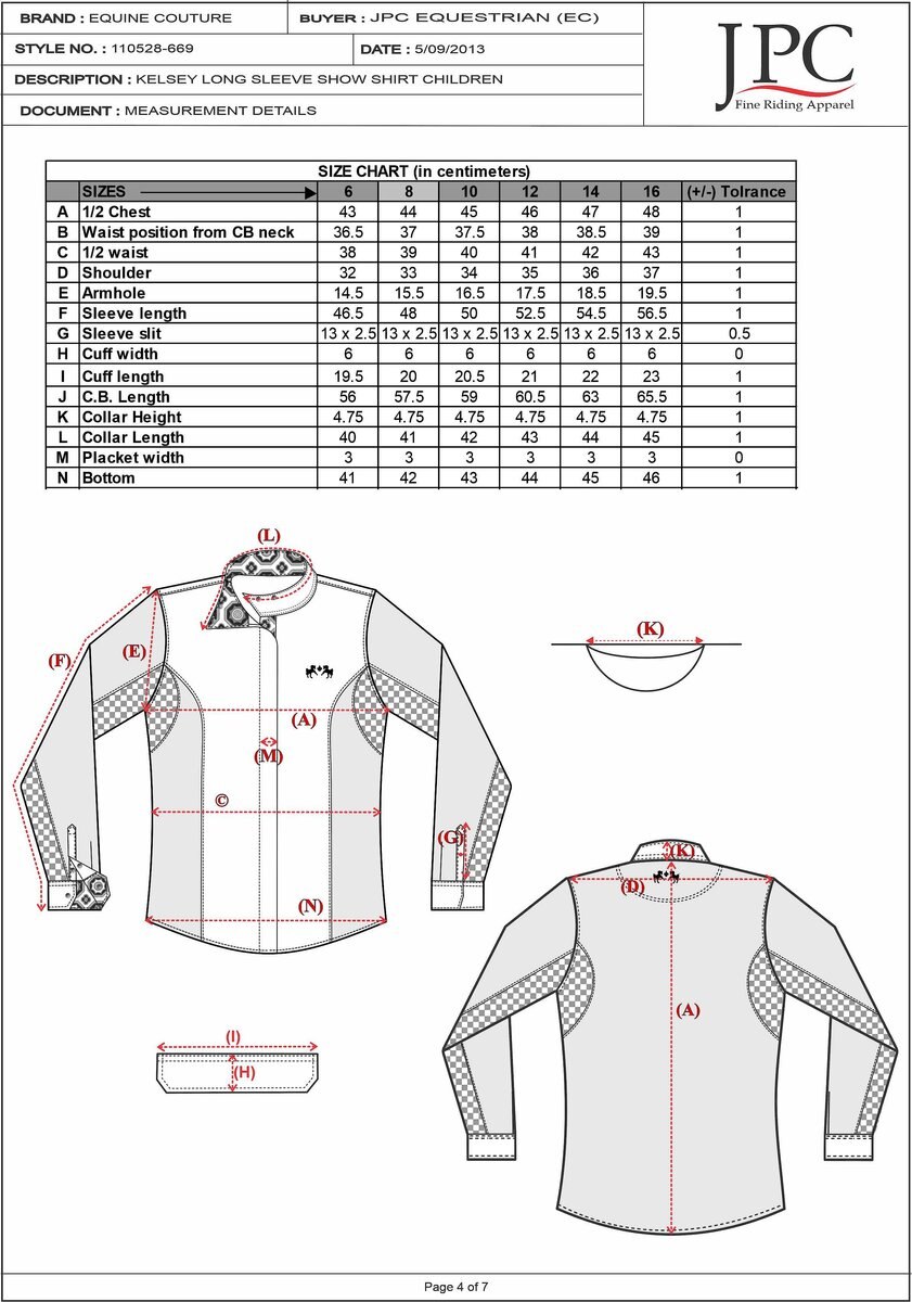 Equine Couture Children's Kelsey Long Sleeve Show Shirt