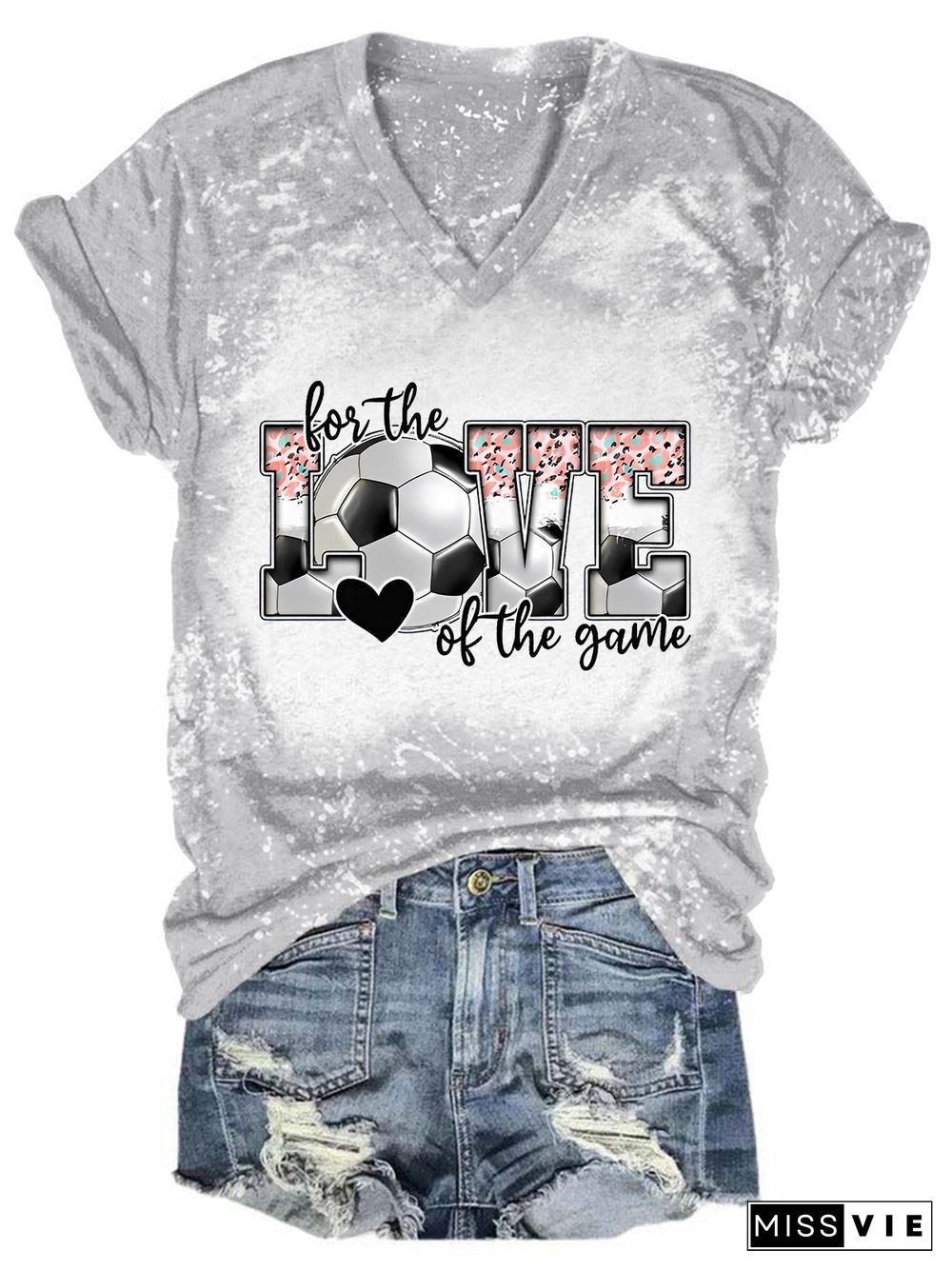 LOVE Soccer Tie Dye V Neck T-shirt