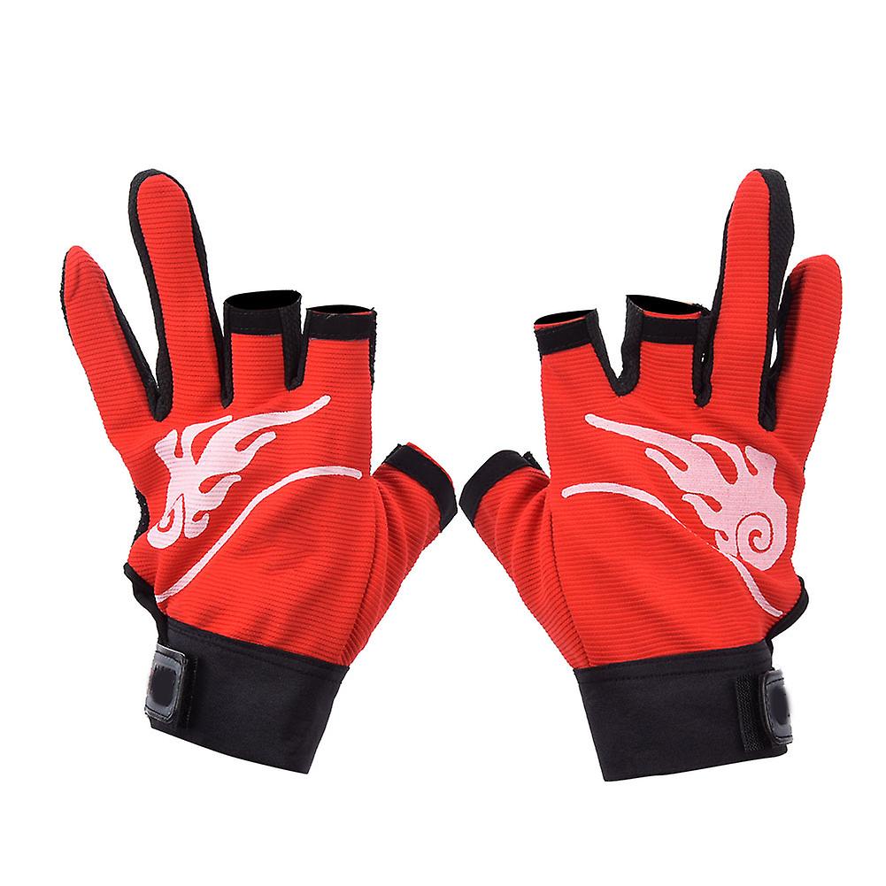 Neoprene Breathable Comfortable Non-slip 3 Fingerless Sports Fishing Protective Gloves Outdoor Equipmentred Back Free Size