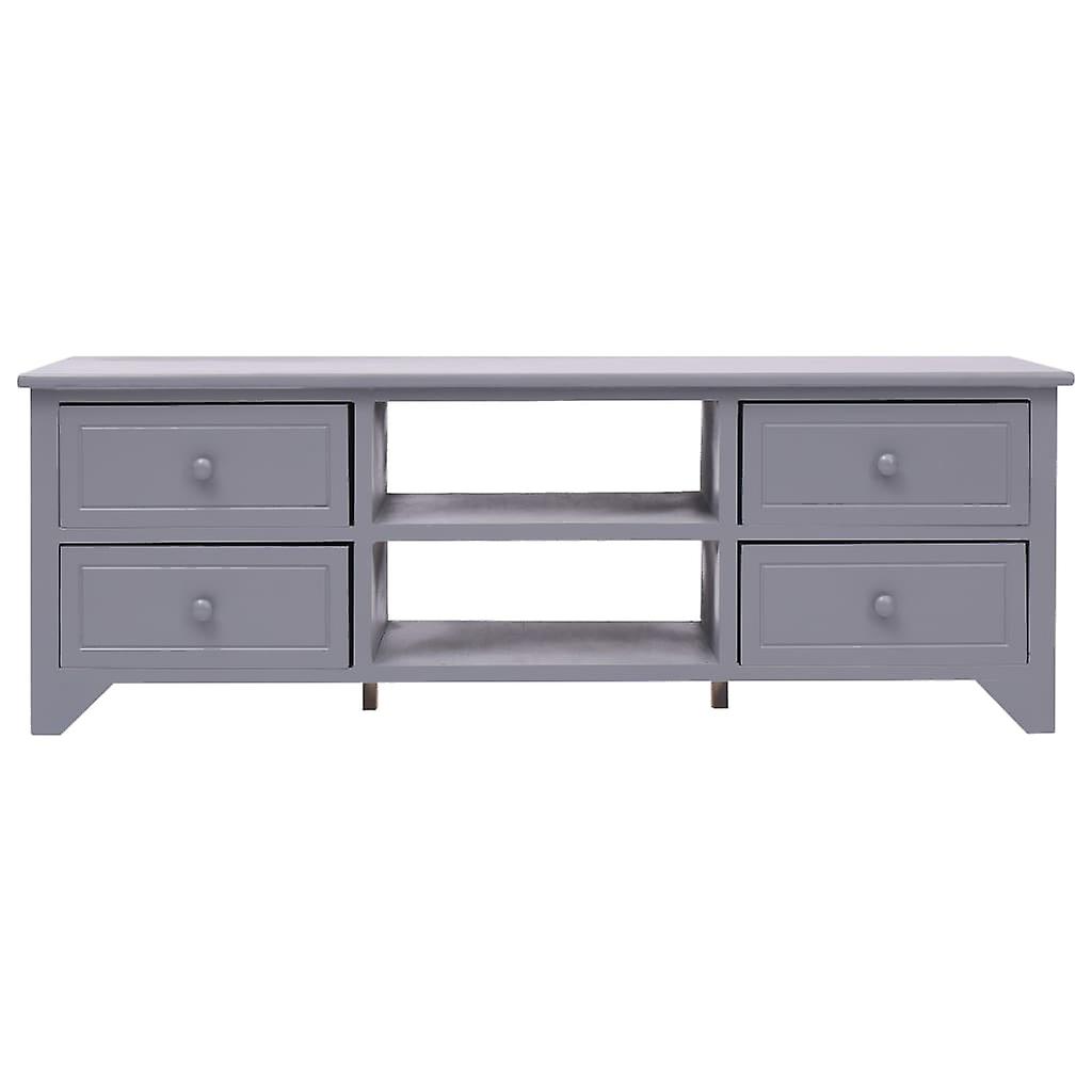 Tv Cabinet Grey 115x30x40 Cm Paulownia Wood