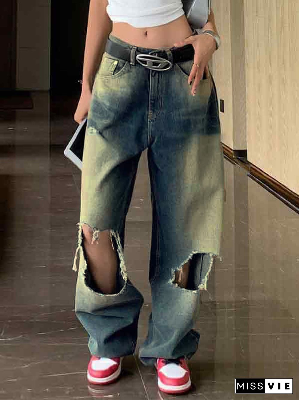 Distressed Big Ripped Loose Boyfriend Jeans