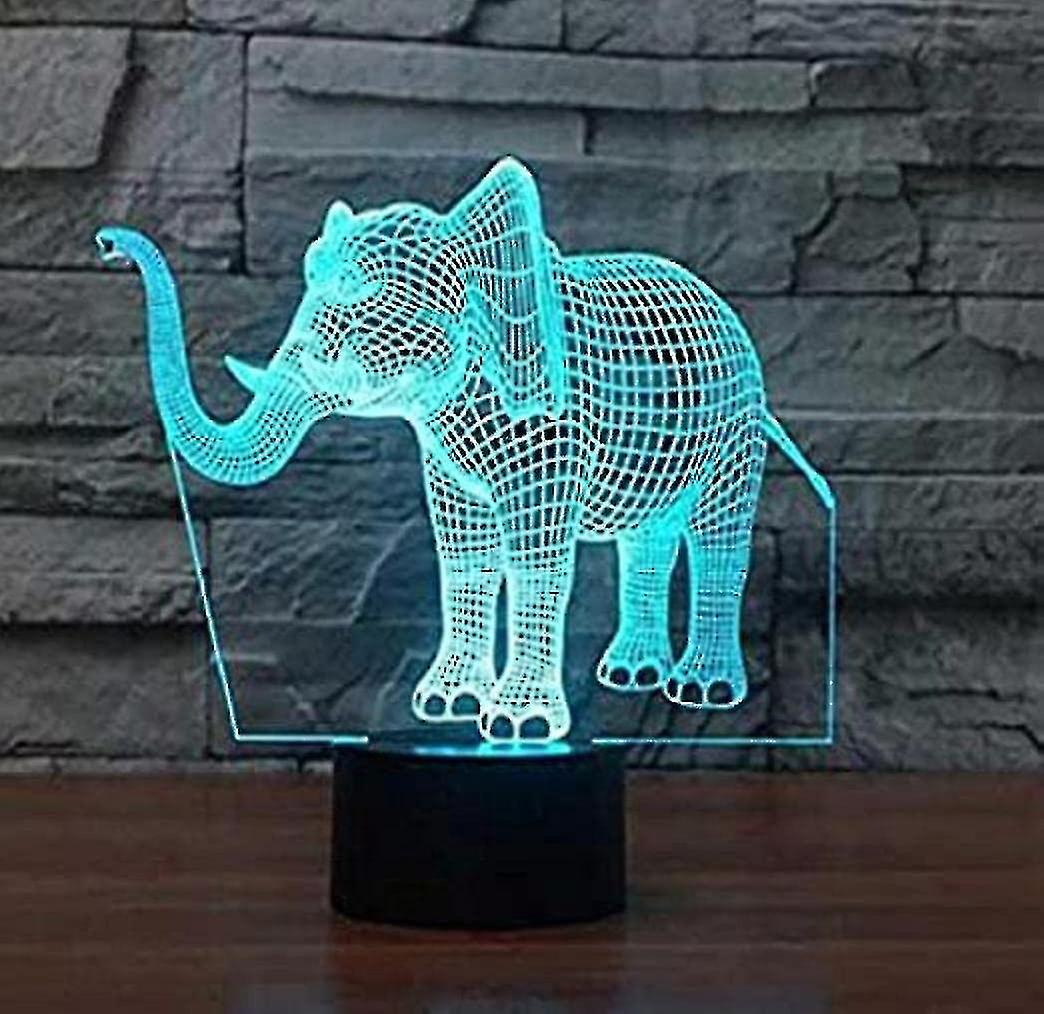 3d Novelty Elephant Night Light Touch Switch 7 Color Change Led Table Desk Lamp Acrylic Flat Abs Bas