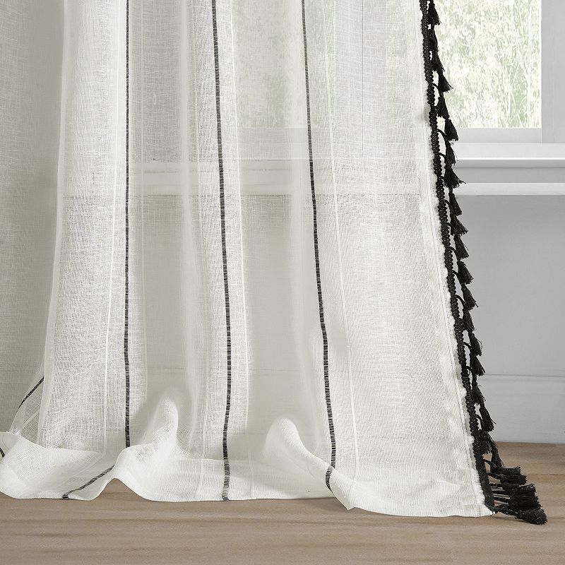 EFF Campane Patterned Faux Linen Sheer Window Curtain Panel