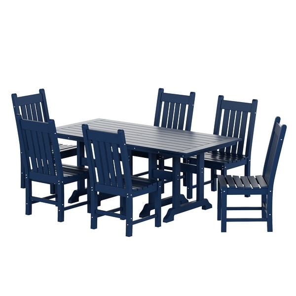 Polytrends Laguna Hdpe All Weather Outdoor Patio Dining Set with Rectangular Table，Armless Dining Chairs (7Piece Set)