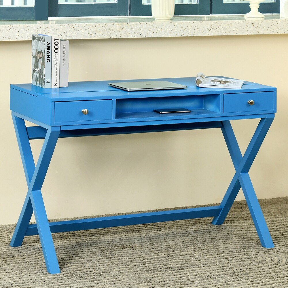 HomyLin Adjustable Home Office Lift Desk with 2 Drawers 44.1 Inch Wide