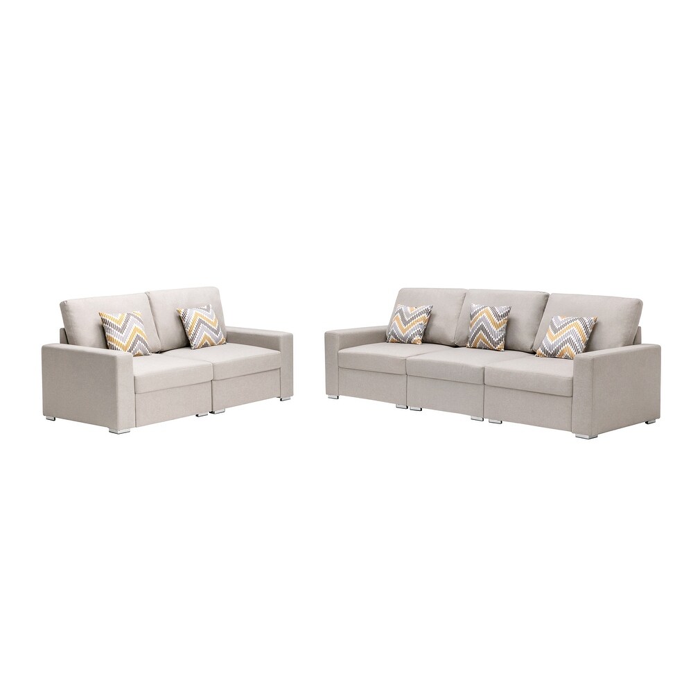 Upholstered Modular Sofa Set with Pillows