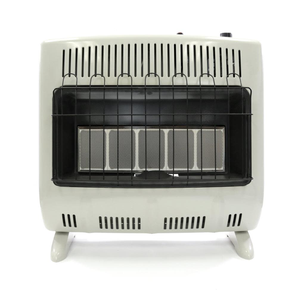 Heatstar 30，000 BTU Vent Free Radiant Natural Gas Heater with Thermostat and Blower ;