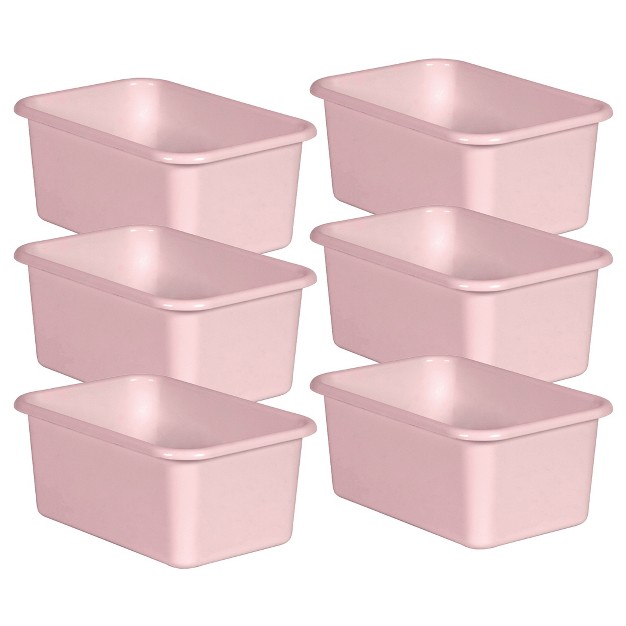 Teacher Created Resources Blush Small Plastic Storage Bin Pack Of 6