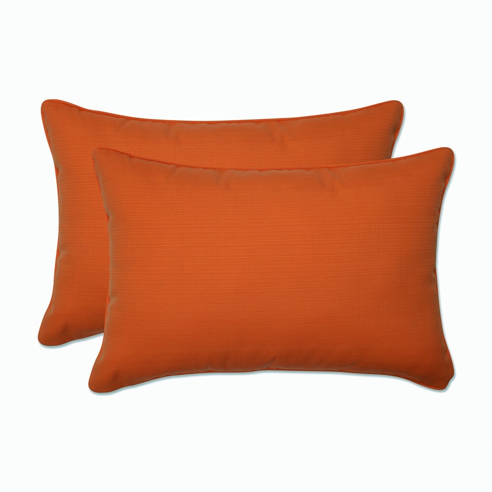 Pillow Perfect Orange Outdoor Sundeck Corded Oversized Rectangular Throw Pillows (Set of 2)