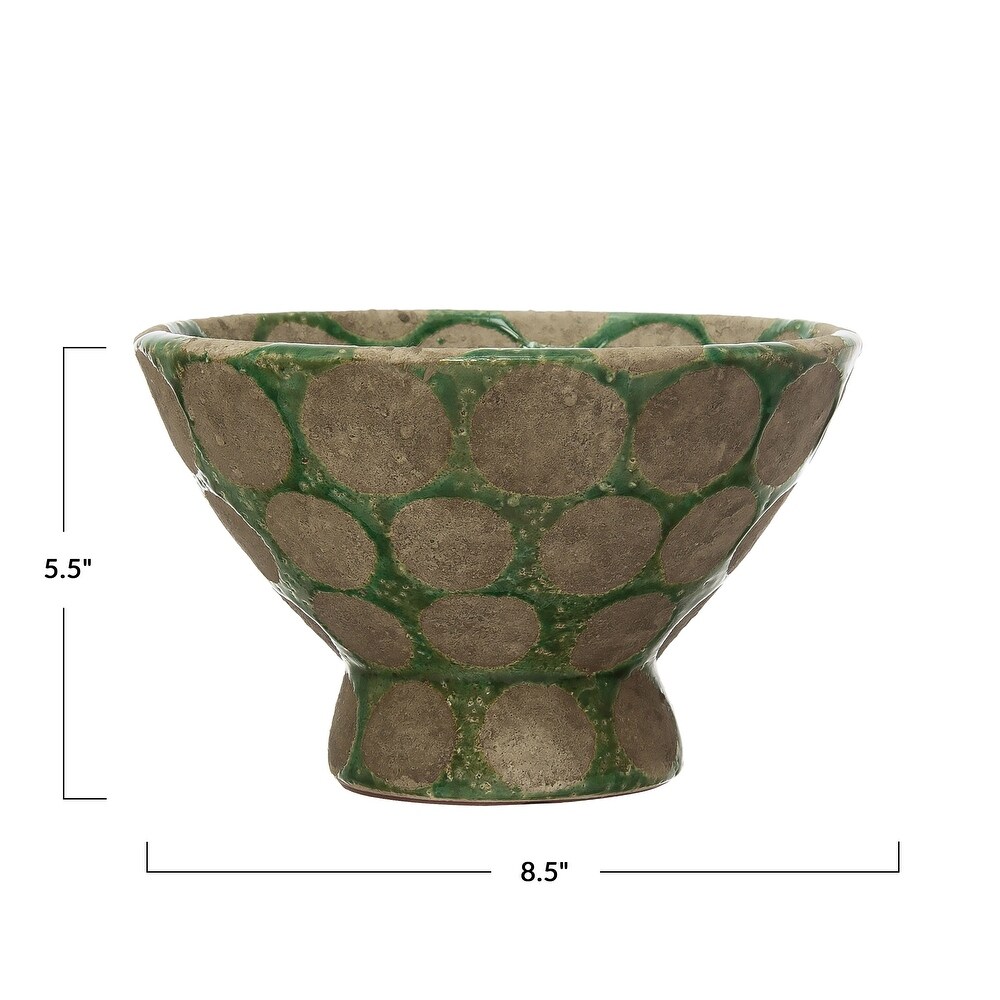 Terra cotta Footed Bowl with Wax Relief Dots