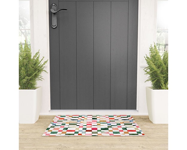 Ninola Design Watercolor Checker Yuletide Welcome Mat Society6