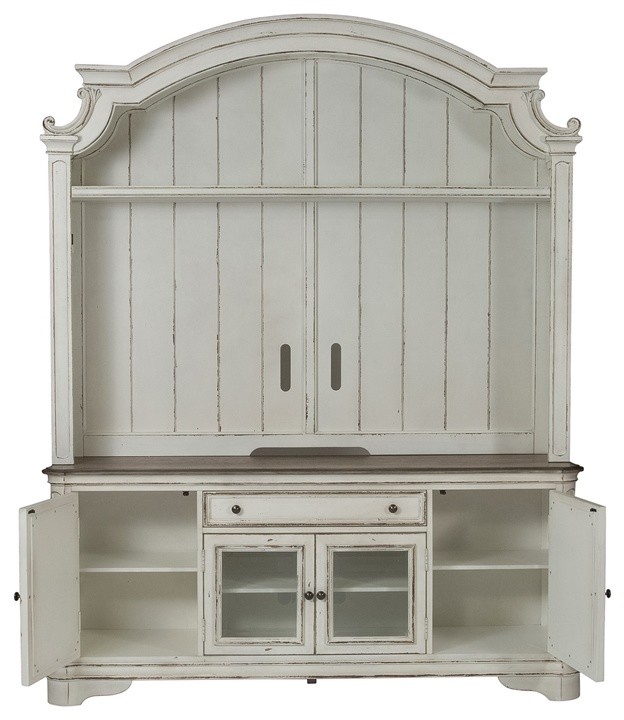 Magnolia Manor White Entertainment Center   Farmhouse   Entertainment Centers And Tv Stands   by Liberty Furniture Industries  Inc.  Houzz