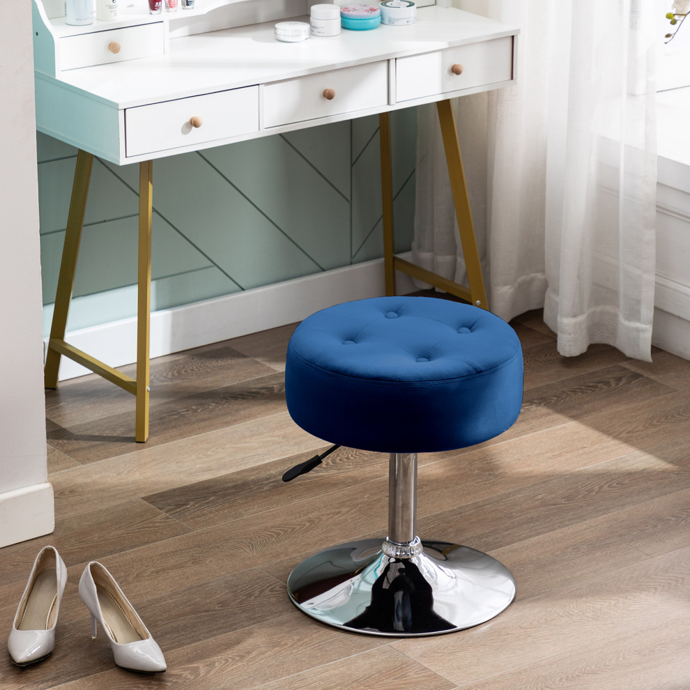 Round Swivel Velvet Vanity Stool   Contemporary   Vanity Stools And Benches   by Duhome inc  Houzz