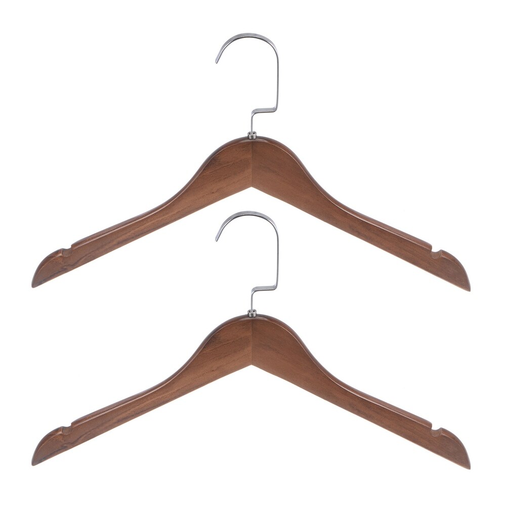 2pcs Retro Wooden Clothes Hangers with Stainless Steel Hook