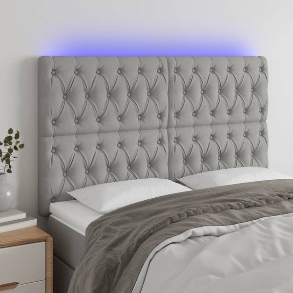 vidaXL LED Headboard Dark/Light Gray Fabric - - 37421103