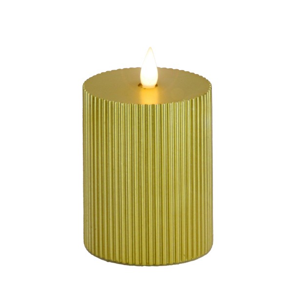 Hgtv Home Collection Georgetown Real Motion Flameless Candle With Remote Gold With Warm White Led Lights Battery Powered 6 In