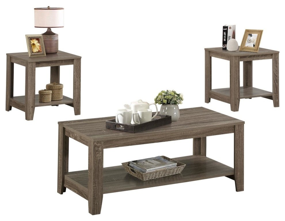 Table Set  3 Piece Set  Dark Taupe   Transitional   Coffee Table Sets   by GwG Outlet  Houzz