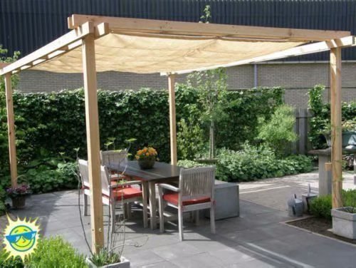 Shatex Shade Panel Block 90% of UV Rays with Ready-tie up Ribbon for Pergola Gazebo Porch 10' x 10', Wheat