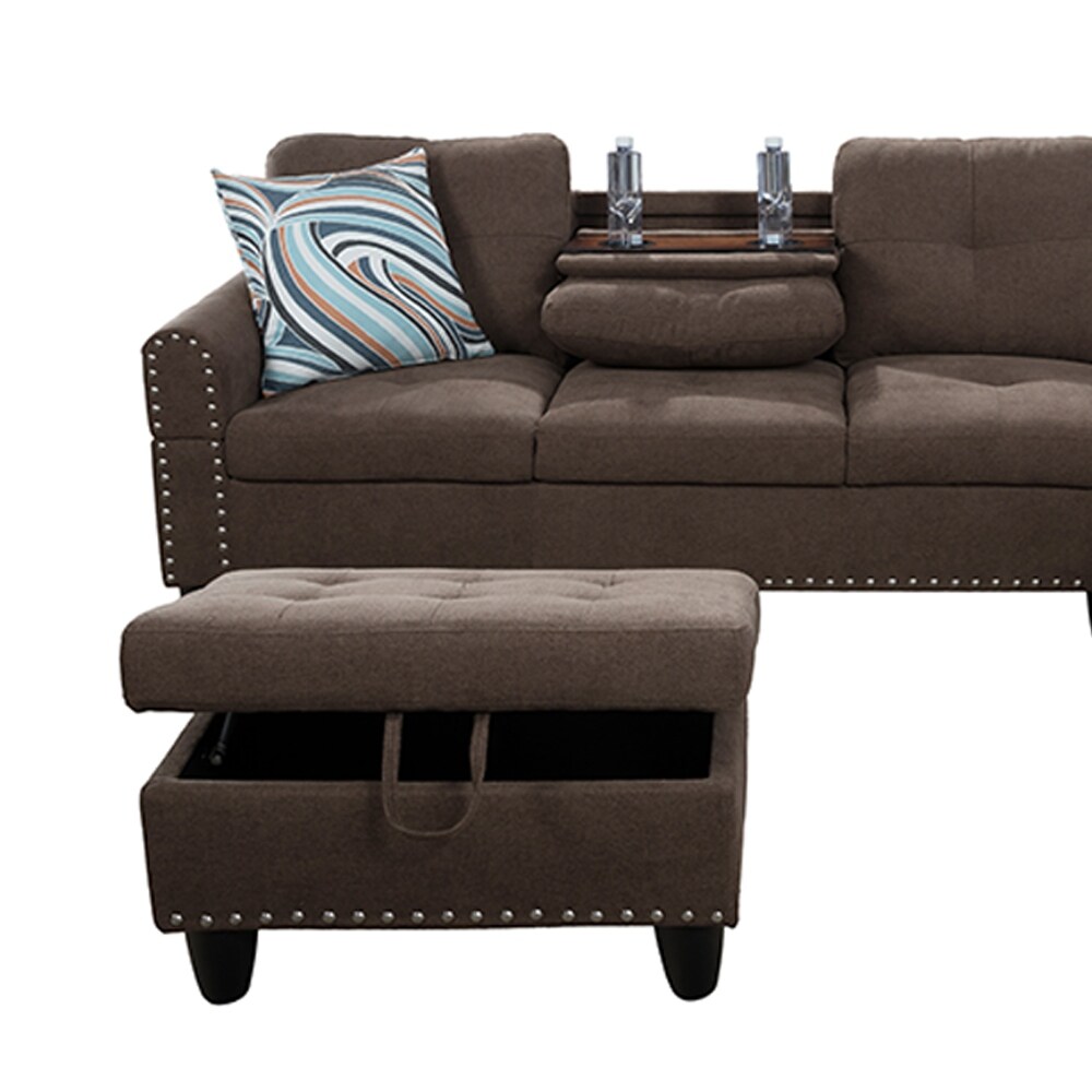 Sectional Sofa Set w/ Drop Down Table